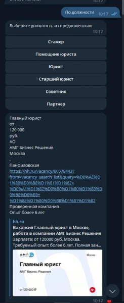 Парсер HH в телеграм портфолио